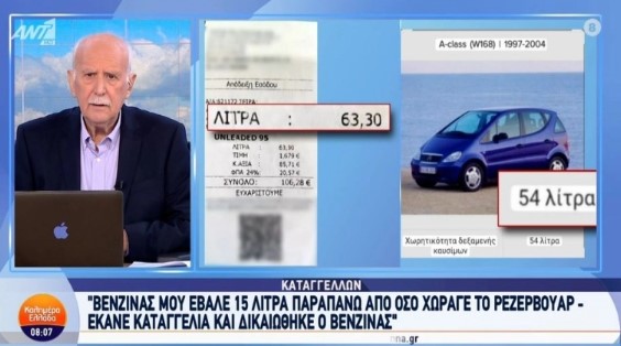 Πήγε να βάλει βενζίνη σε ΙΧ που χωράει 54 λίτρα και του το γέμισαν με 63: Έκανε καταγγελία και ψάχνει το δίκιο του (vid)